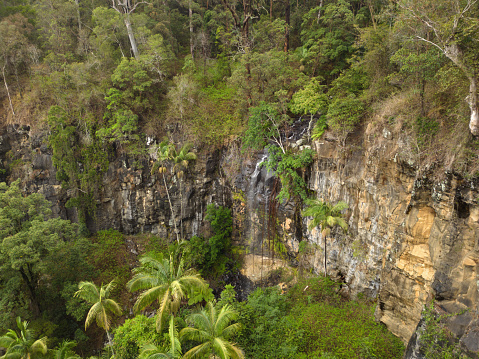 Drone view of Cameron falls at Tamborine Mountain, Queensland, Australia