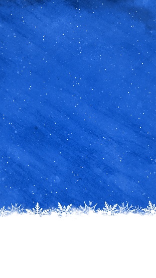 Xmas background in dark blue color with white snowflakes at the bottom. A frill border of white snowflakes at the bottom and glittering shining backdrop of shimmer. Can be used as Xmas , New Year background, wallpaper, gift wrapping sheet. There is No People and copy space.