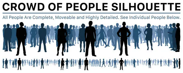 Vector illustration of Crowd of People Silhouette