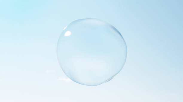 istock 3D Illustration.Blue sky, round liquid, water. Background material. (horizontal) 1815909816