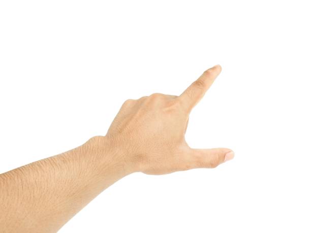 istock Men's hands making gestures like  I'm pointing at something.  or touch the phone screen  Isolated on white background. 1815919813