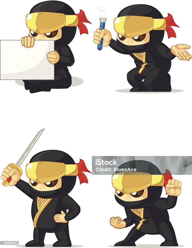 Ninja personalizzabile mascotte 2 - arte vettoriale royalty-free di Adulto