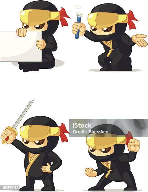 Ninja Personalizzabile Mascotte 2 - Immagini vettoriali stock e altre immagini di Adulto - Adulto, Armi, Assassinio
