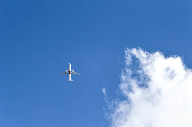 istock Jet Aero plane in the sky with white clouds 181599876