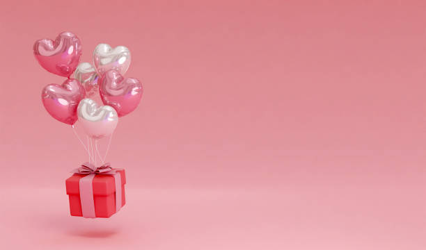 istock 3D rendering background with heart-shaped balloons and gift boxes, suitable for Valentine's Day, weddings, birthdays, etc. 1816028320