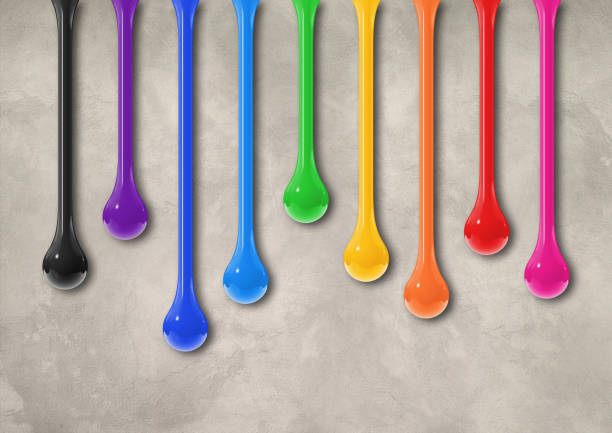 istock Colorful ink drops on light concrete wall. Horizontal wallpaper 1816031023