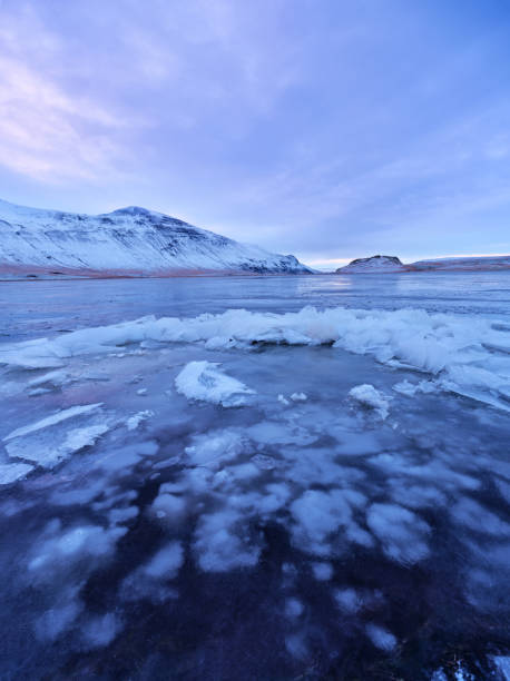Frozen lake in winter day at Iceland.