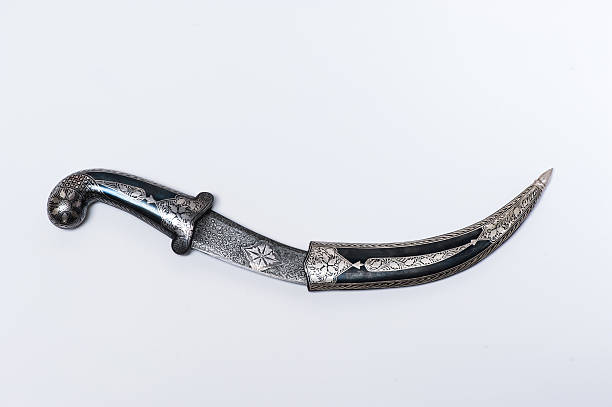 istock turkish Old damascus blade with natural shadow 181604495
