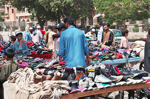 Karachi, Pakistan - 21 Mar 2021: The local market in Karachi city, Pakistan