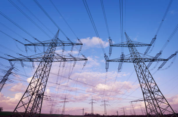 istock Electricity pylons in the evening sun 1816064253