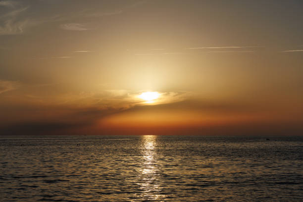 Orange sunset in the sea