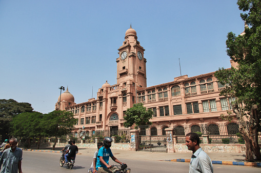 Karachi, Pakistan - 21 Mar 2021: Vintage city hall building in Karachi, Pakistan