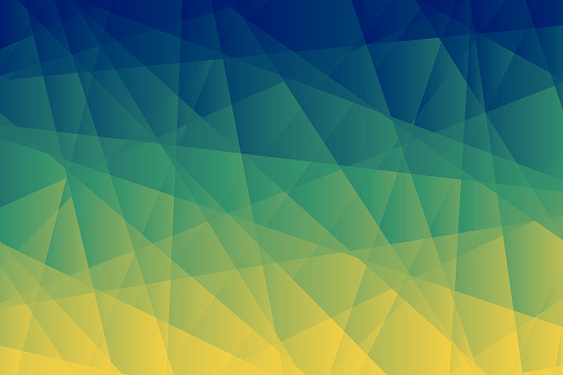 Modern and trendy abstract geometric background. Beautiful polygonal mosaic with a color gradient. This illustration can be used for your design, with space for your text (colors used: Yellow, Green, Blue). Vector Illustration (EPS10, well layered and grouped), wide format (3:2). Easy to edit, manipulate, resize or colorize.