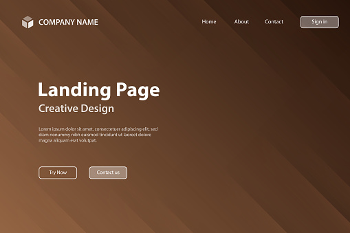 Landing page template for your website. Modern and trendy background. Abstract design with diagonal folds and beautiful color gradient. This illustration can be used for your design, with space for your text (colors used: Orange, Brown). Vector Illustration (EPS file, well layered and grouped), wide format (3:2). Easy to edit, manipulate, resize or colorize. Vector and Jpeg file of different sizes.