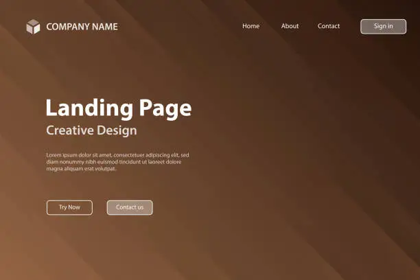 Vector illustration of Landing page Template - Modern abstract background - Trendy Brown gradient