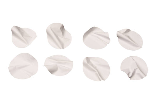 istock Round white stickers, blank tags labels isolated on a white background. 1816110596
