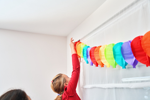 Magic Tape - Kids Decorating and Hanging Garland for a Party