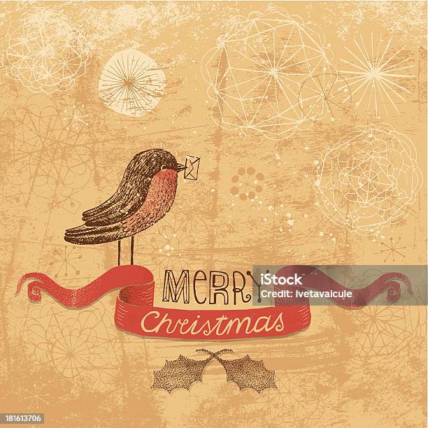 陽気なクリスマスバナーヒタキとヒイラギの背景にユキコ - クリスマスのベクターアート素材や画像を多数ご用意 - クリスマス, ヨーロッパコマドリ, ヒイラギ