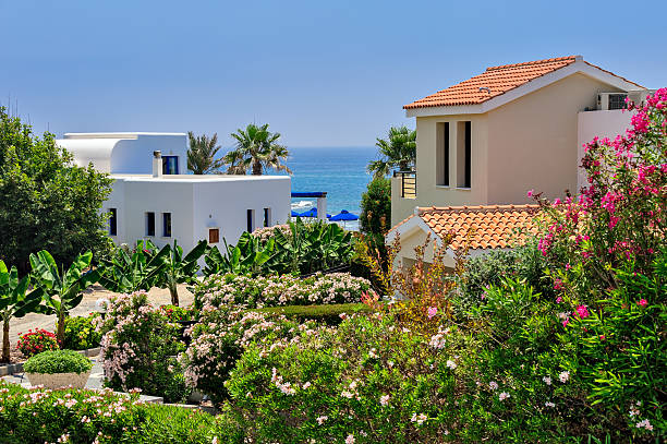 Luxurious holiday beach villas stock photo