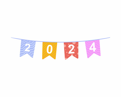 decoration with Bunting hanging with happy New Year word