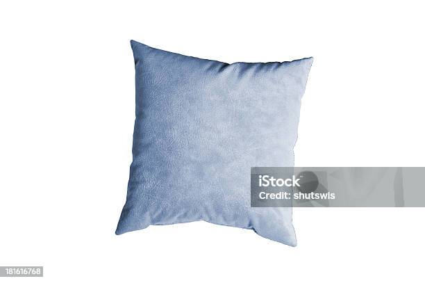 Foto de Travesseiro Azul Isolado No Branco e mais fotos de stock de Azul - Azul, Cama, Dormindo