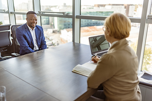Black businessman on job interview