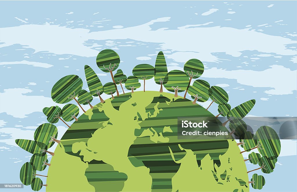 Árbol ecológicos mapa tierra - arte vectorial de Arte libre de derechos