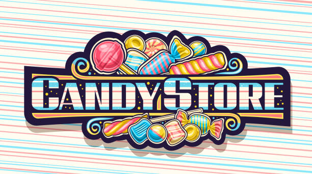 ilustrações de stock, clip art, desenhos animados e ícones de vector logo for candy store - candy hard candy wrapped variation
