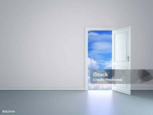 Door In Sky Stock Photo - Download Image Now - Building Entrance, Design, Digitally Generated Image