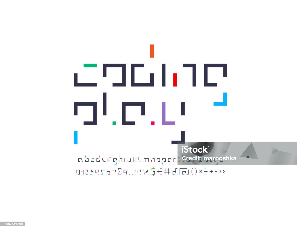 Coding Lines Font Technology Alphabet Digital Letters And Numbers ...
