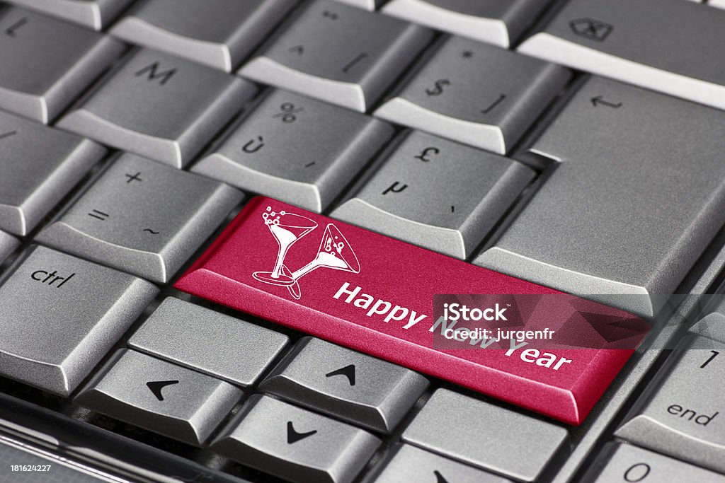 Tecla de Computador-feliz Ano Novo - Foto de stock de 2014 royalty-free