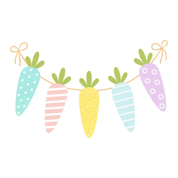 Vector illustration of cute cartoon garland with carrots