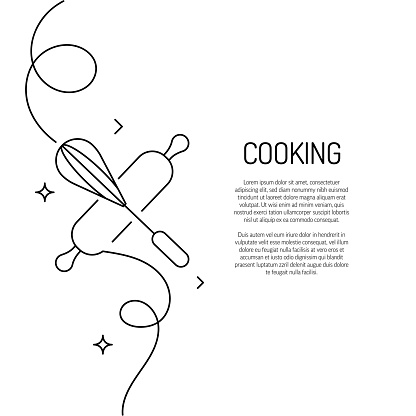 Continuous Line Drawing of Cooking Icon. Hand Drawn Symbol Vector Illustration.