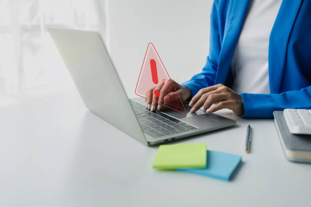 istock Notification virus access on the computer system, prevention of malware infection on the computer, notification of the computer when a virus is detected on the Internet, computer virus removal. 1816248455