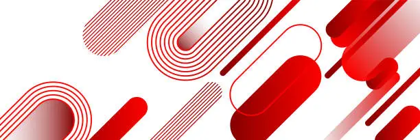 Vector illustration of Modern red gradient curve line geometric abstract background on whiter design