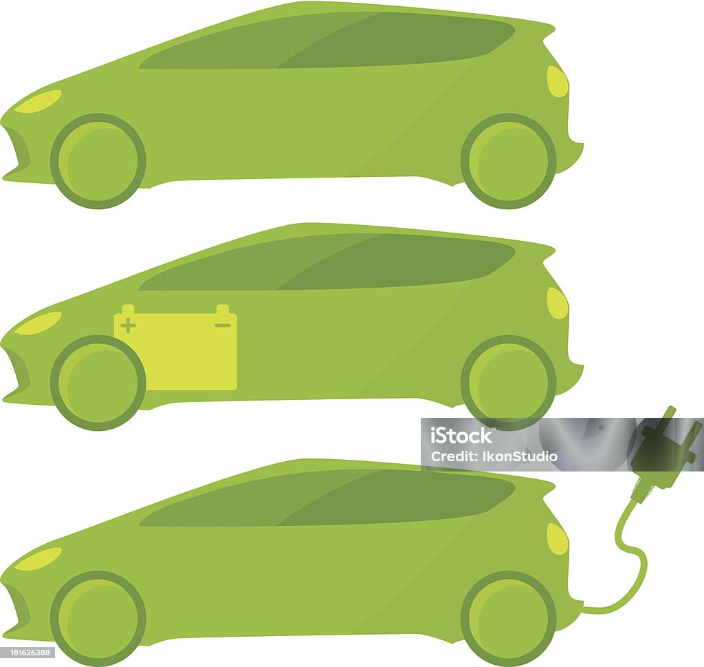Conjunto de três ecológica, verde carros - Royalty-free Amizade arte vetorial