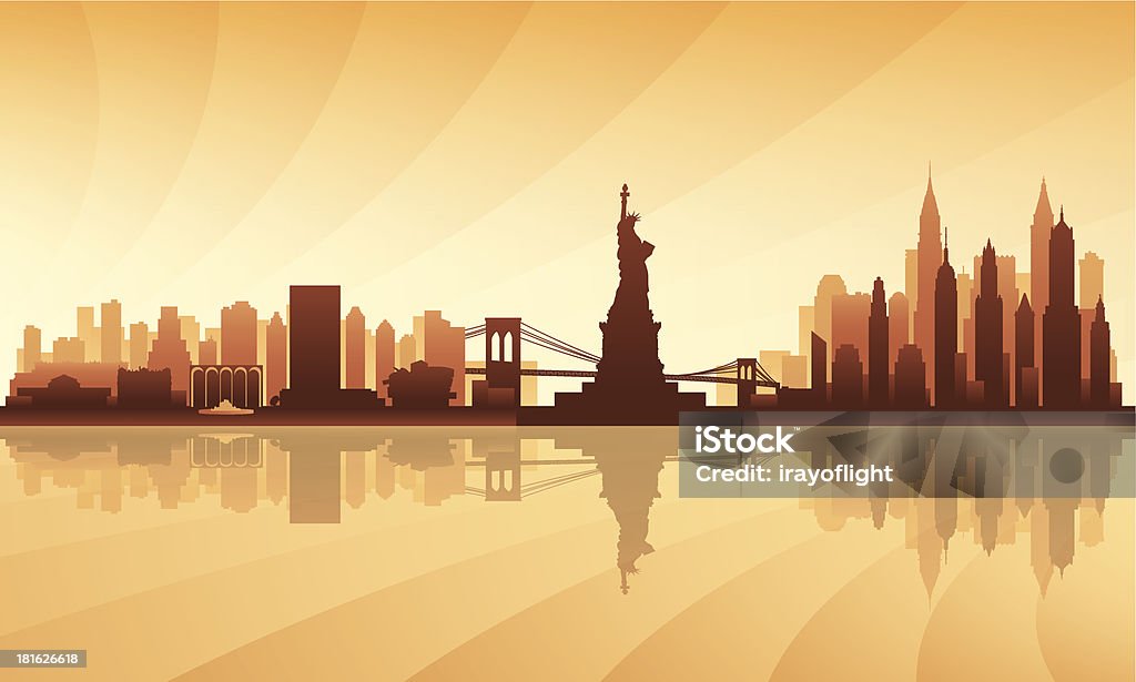 New York City skyline detalhada Silhueta - Royalty-free Cidade de Nova Iorque arte vetorial