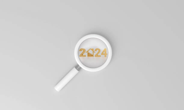 istock Magnifying glass is looking at golden number 2024 and house icon with Stack. 1816268042