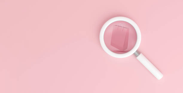 istock Shopping bag with magnifying glass on pink background. 1816268061
