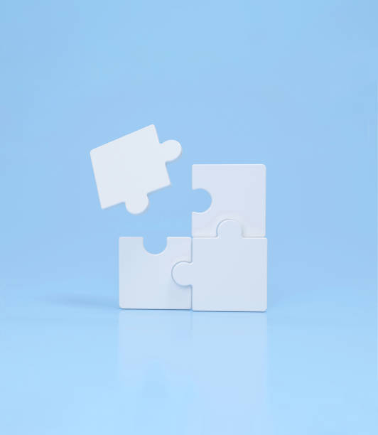 istock Connecting puzzle pieces on blue background. Idea, solution, strategy concept, business. 1816268577