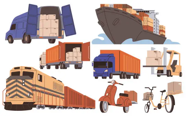 Vector illustration of International logistic. Vector is essential in international logistics. Import and export shipping are central to global