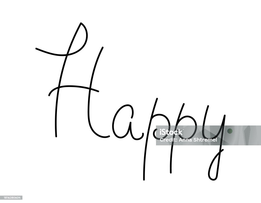 Happy One Lettering Lettering Happy Stock Illustration - Download Image Now - Hand ...