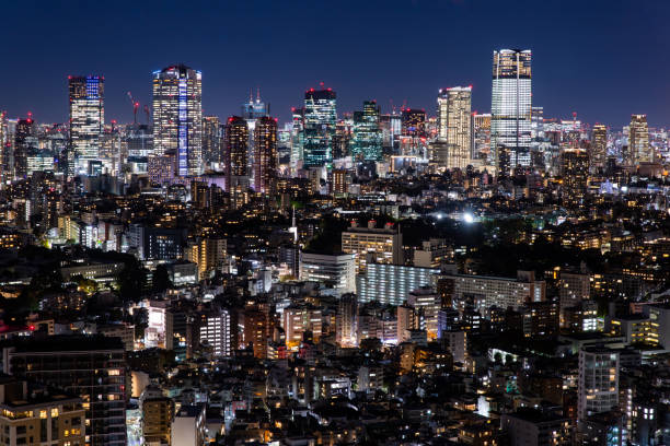 Night view of Tokyo, Japan. stock photo