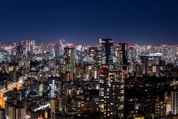 Night view of Tokyo, Japan. stock photo