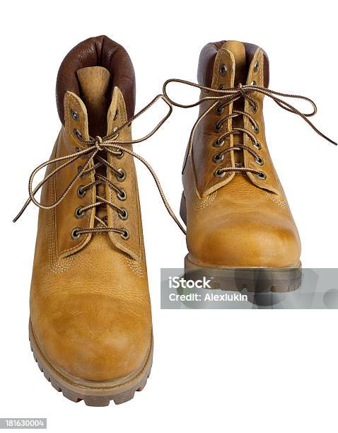 Foto de Amarela Boots e mais fotos de stock de Bota - Bota, Branco, Cadarço