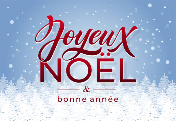 istock Joyeux noel and Bonee Annee. Merry Christmas card template with greetings in French. 1816303727