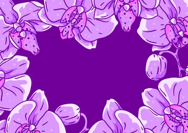 Vector illustration of Background with orchid. Beautiful decorative plants.