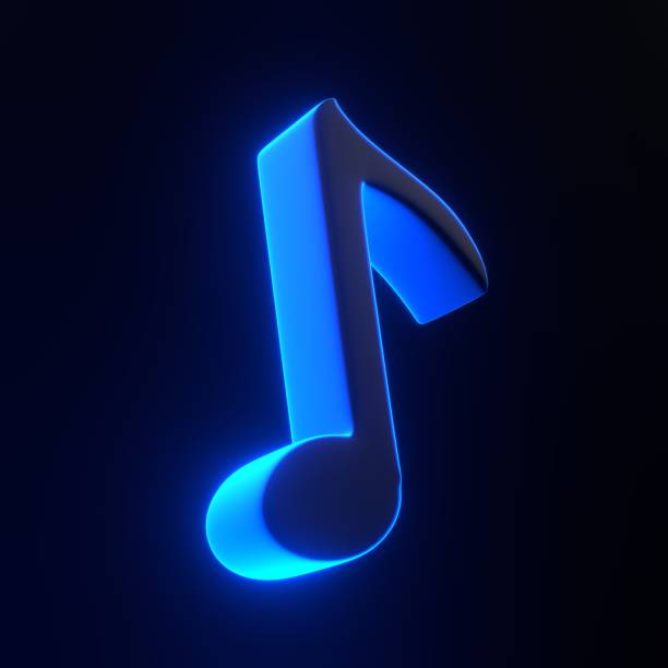 istock Music note with bright glowing futuristic blue neon lights on black background 1816321656
