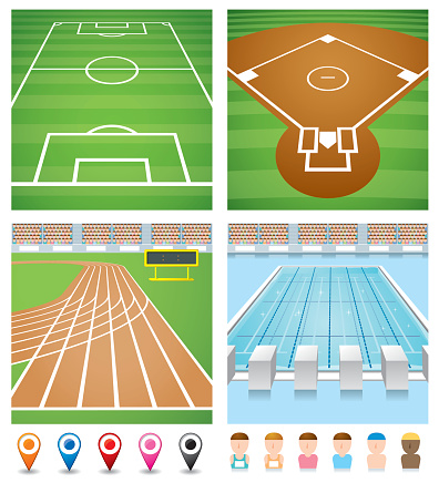 The vector illustration describing the stadium of various sports.