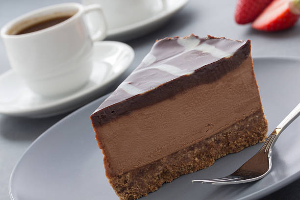istock Chocolate Cheesecake with three kinds of chocolate. 181634259